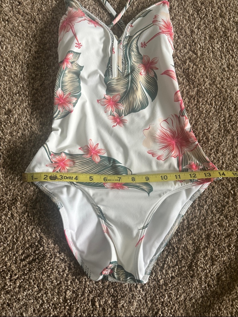 Floral Women’s One Piece Swimsuit with matching shorts and jacket. - Picture 9 of 12